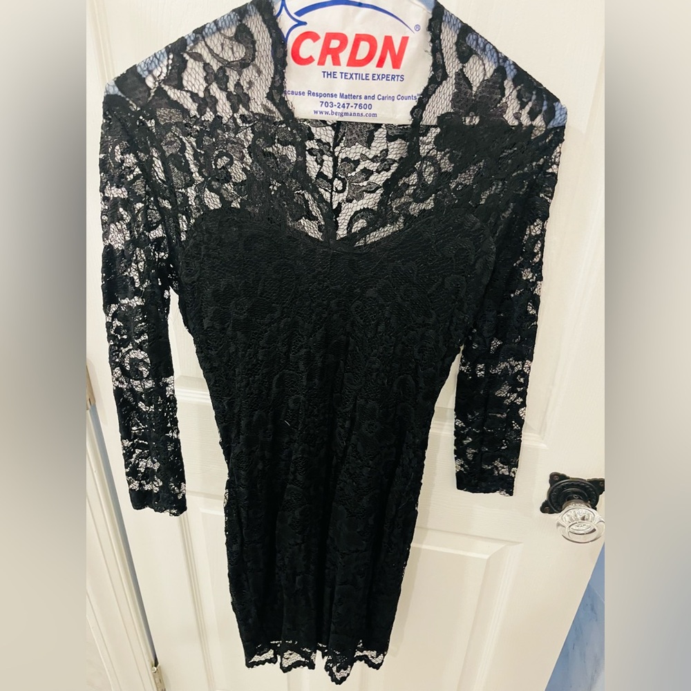 Black mini lace dress